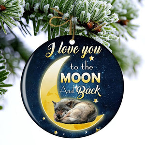 Wolf I Love You To The Moon And Back Porcelain/Ceramic Ornament