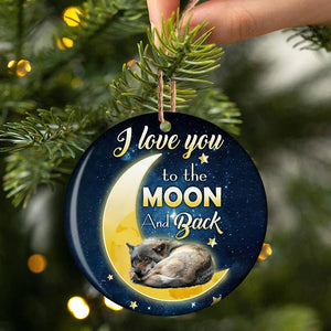 Wolf I Love You To The Moon And Back Porcelain/Ceramic Ornament