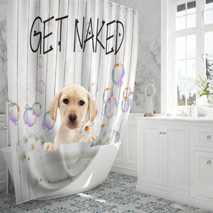 Yellow Labrador Get Naked Daisy Shower Curtain