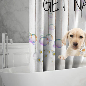 Yellow Labrador Get Naked Daisy Shower Curtain