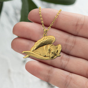 Yellow Labrador Sleeping Angel Necklace