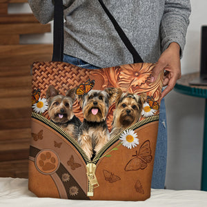 Yorkshire Terrier Daisy Flower And Butterfly Tote Bag
