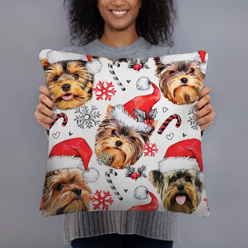Yorkshire Terrier Merry Christmas Pillow Case
