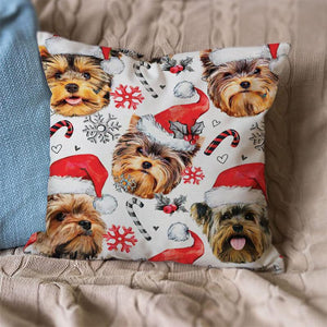 Yorkshire Terrier Merry Christmas Pillow Case