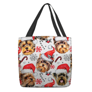 Yorkshire Terrier Merry Christmas Tote Bag