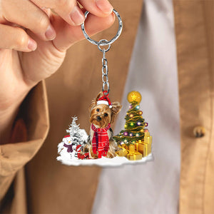Yorkshire Terrier02 Early Merry Christma Acrylic Keychain