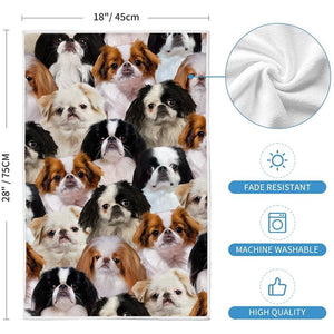 A Bunch Of Japanese Chins Kitchen Towel