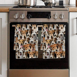 A Bunch Of Wire Fox Terriers Kitchen Towel