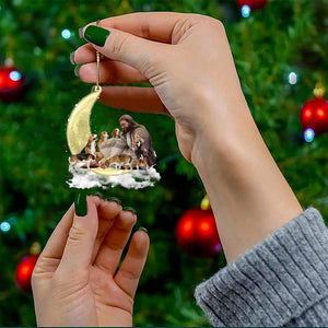 Jesus Surrounded By beagles On The Moon Ornament