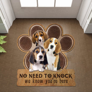 beagle5 No Need To Knock We Know You're Here Custom Doormat