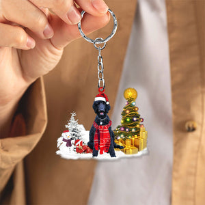 black poodle Early Merry Christma Acrylic Keychain