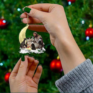 Jesus Surrounded By boston terriers On The Moon Ornament