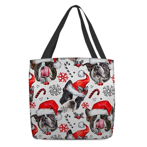 Boston Terrier Merry Christmas Tote Bag