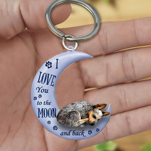heeler I Love You To The Moon And Back Flat Acrylic Keychain