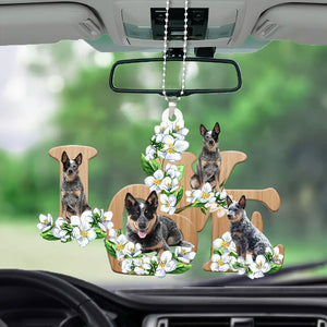 Heeler Love Flowers Dog Lover Car Hanging Ornament