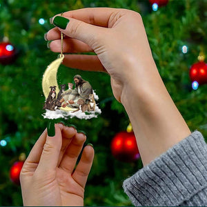 Jesus Surrounded By pitbulls The Moon Ornament