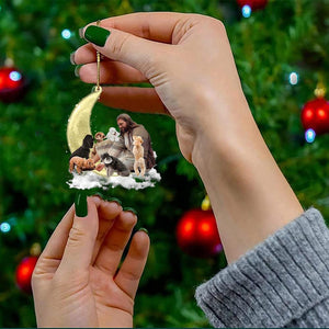 Jesus Surrounded By poodle On The Moon Ornament