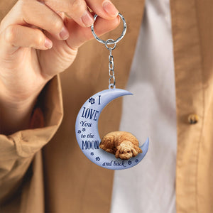 poodle I Love You To The Moon And Back Flat Acrylic Keychain