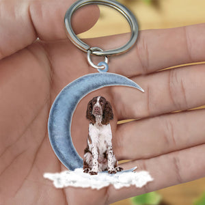 pringer Spaniel On The Moon Flat Acrylic Keychain