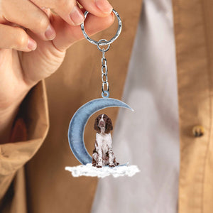 pringer Spaniel On The Moon Flat Acrylic Keychain