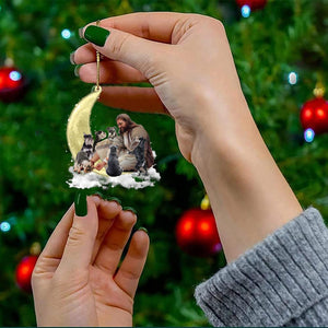 Jesus Surrounded By schnauzers On The Moon Ornament