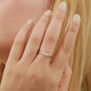 Link Forever - Personalized Heart Knot Ring, Gift for Couple, Mother, Daughter