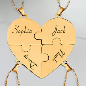 Friendship/Family Puzzle Hearts - Personalized Heart Puzzle Name Necklace