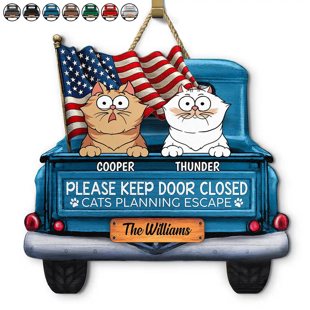 Cats/Dogs Planning Escape Truck - Personalized Shaped Wood Sign