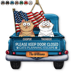 Cats/Dogs Planning Escape Truck - Personalized Shaped Wood Sign