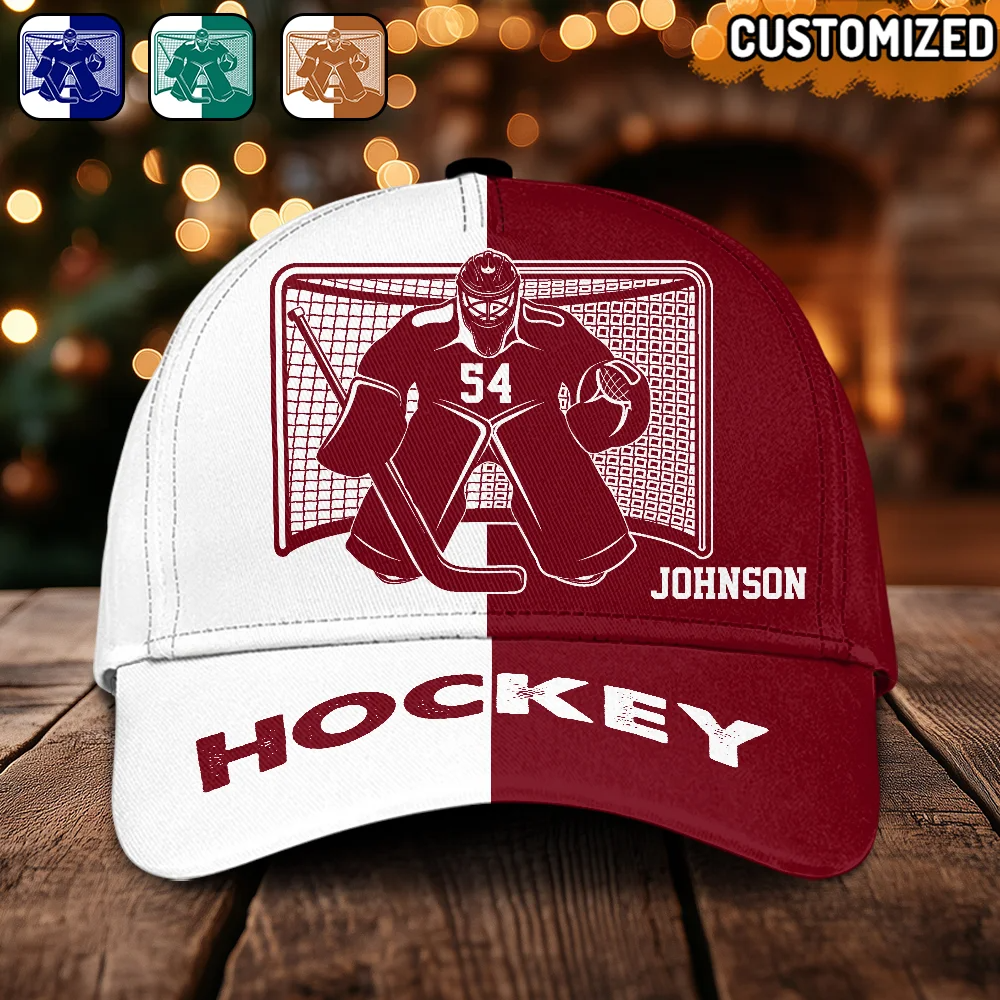 Personalized Hockey Goalie Multicolor Classic Cap Custom Name And Number