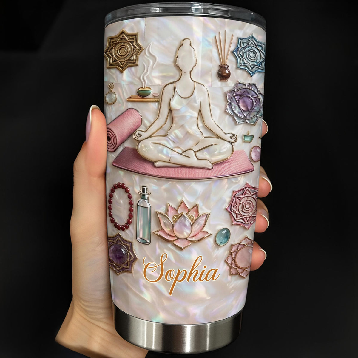Inner Peace Yoga Woman, Stainless Steel Tumbler, Gift For Yoga Lovers