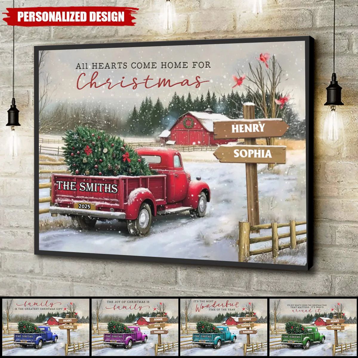 Personalized Family Farm Christmas Truck Poster