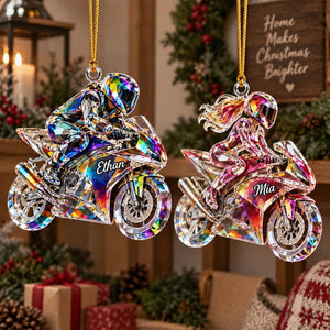 Personalized Motorcycle Ornament, Custom Name Sport Bike Christmas Ornament, Motorcycle Rider Gift