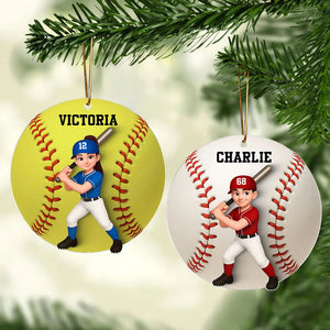 Personalized Softball Baseball Player Acrylic Ornament – Gift for Baseball Softball Lovers & Teammates