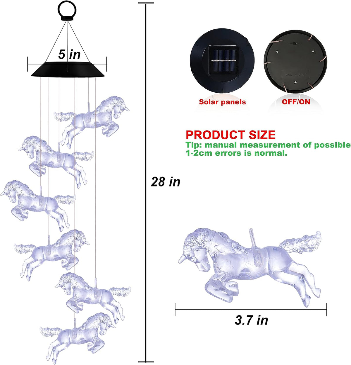 Solar Horse Wind Chime Light