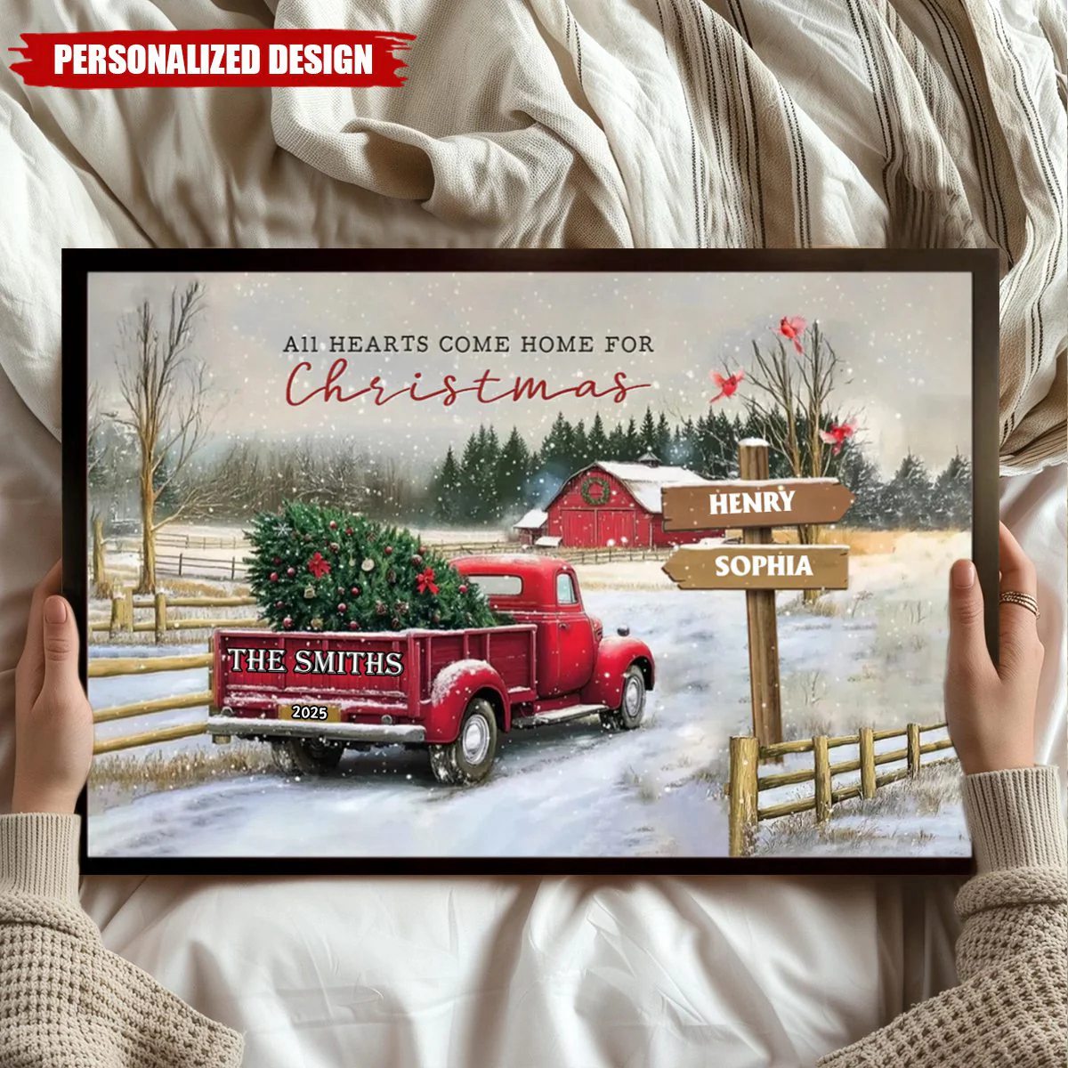 Personalized Family Farm Christmas Truck Poster