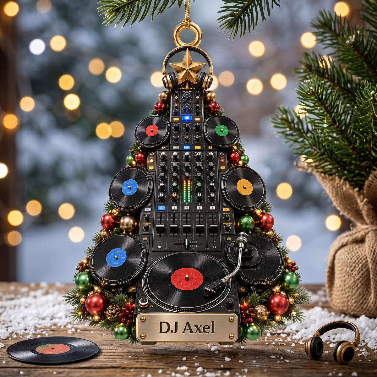 DJ Turntable Christmas Ornament - Personalized Gifts For Music Lovers
