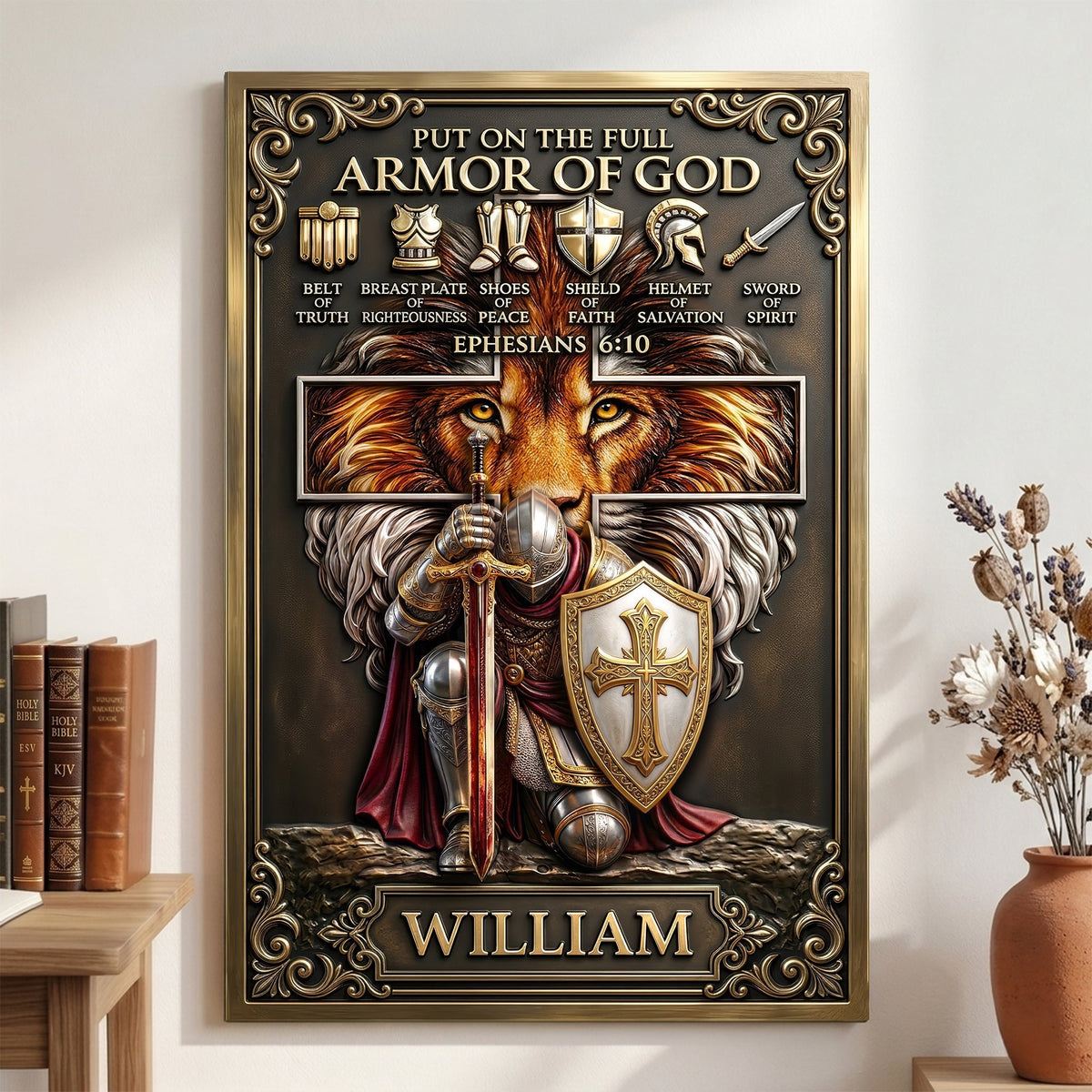 Kneeling Knight Jesus Printed Poster - Personalized Gifts For Christians