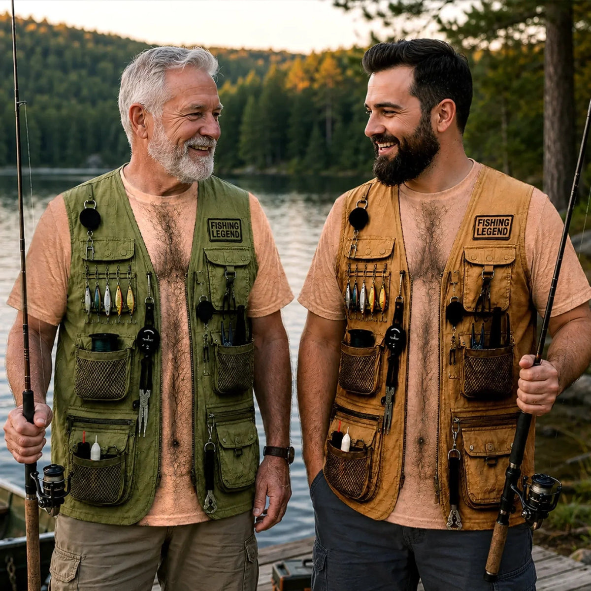 Personalized Fishing Legend Printed Classic Tee, Creative Gift for Men Who Love Lakeside Fishing