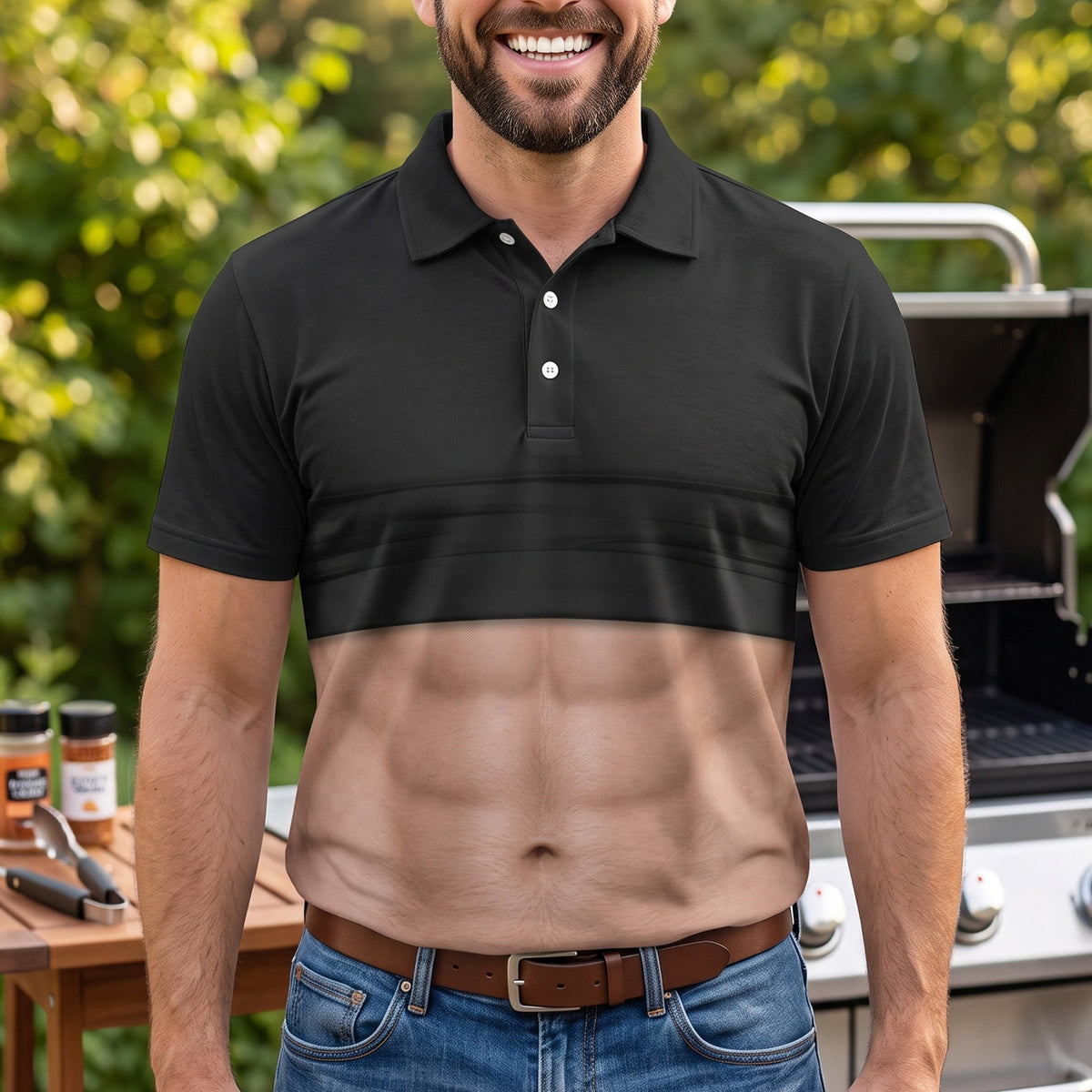 Gag Personalized Polo Shirt -  Funny Belly For Men, Dad Bod,Husband