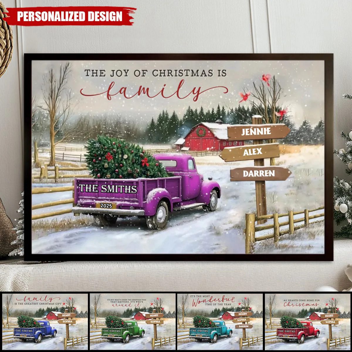 Personalized Family Farm Christmas Truck Poster