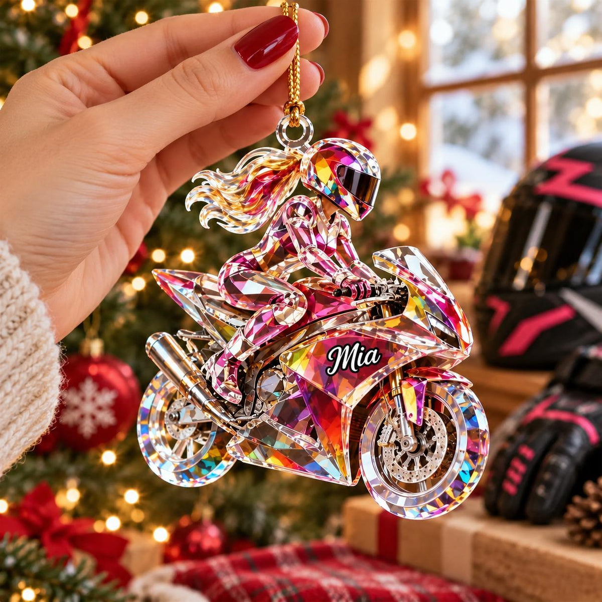Personalized Motorcycle Ornament, Custom Name Sport Bike Christmas Ornament, Motorcycle Rider Gift