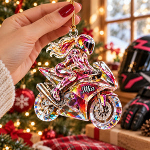 Personalized Motorcycle Ornament, Custom Name Sport Bike Christmas Ornament, Motorcycle Rider Gift