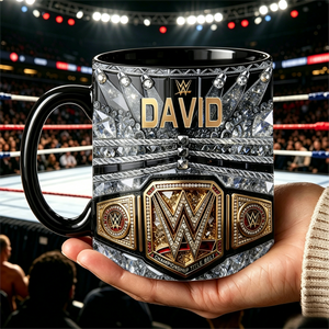 Personalized Wrestling Champion Mug, Custom Name Belt Style Mug, Wrestling Fan Gift