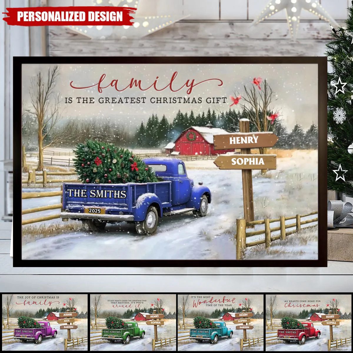 Personalized Family Farm Christmas Truck Poster
