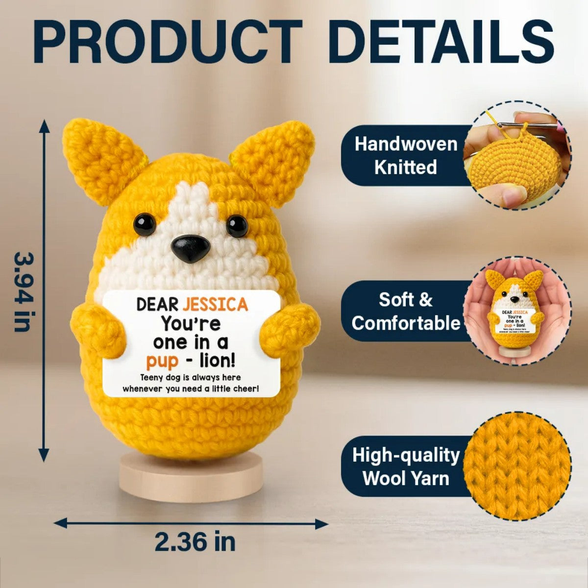 I May Be A Tiny Dog - Personalized Doll Crochet With Custom Card