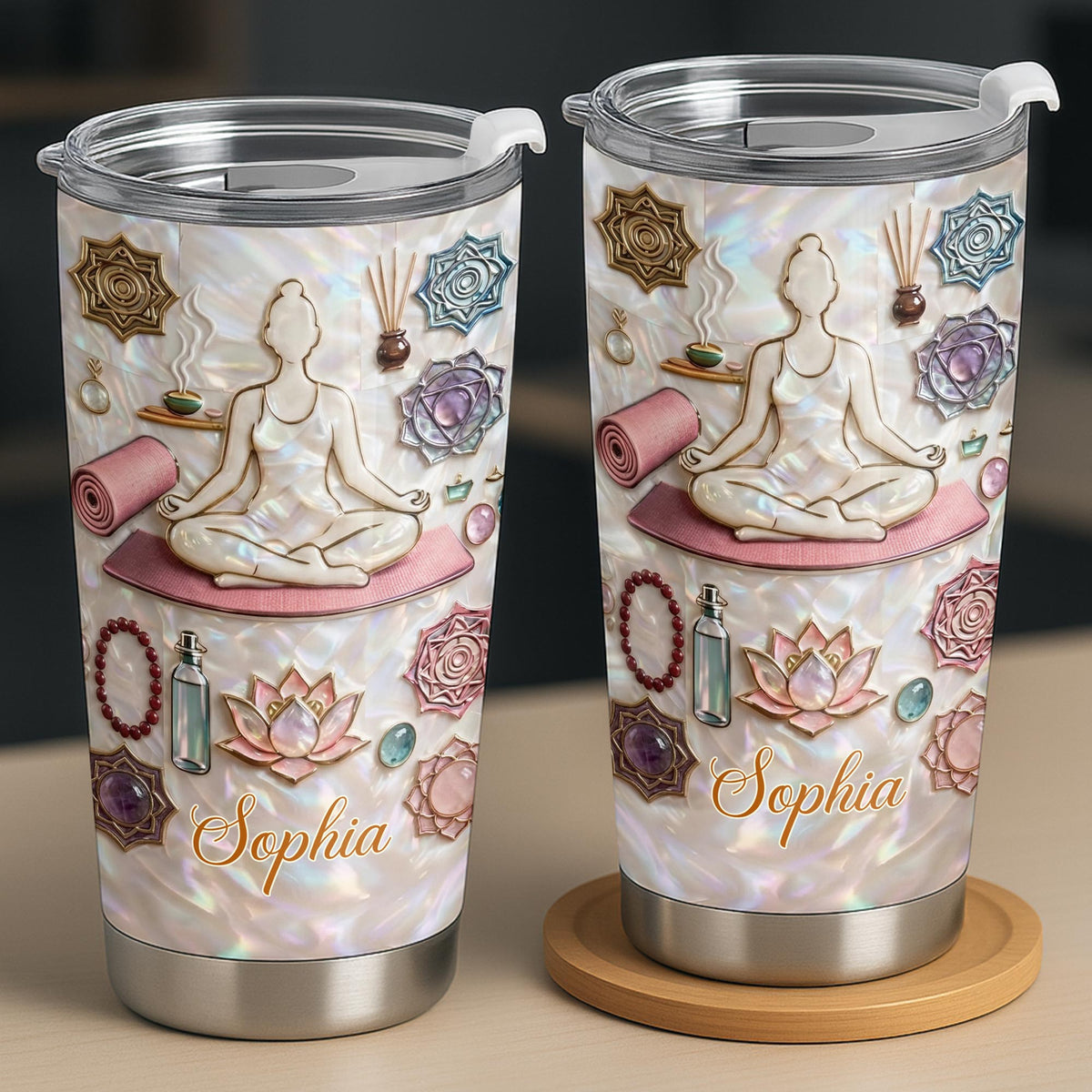 Inner Peace Yoga Woman, Stainless Steel Tumbler, Gift For Yoga Lovers