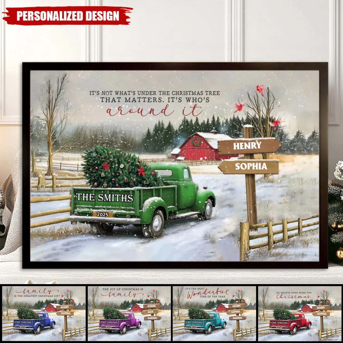 Personalized Family Farm Christmas Truck Poster