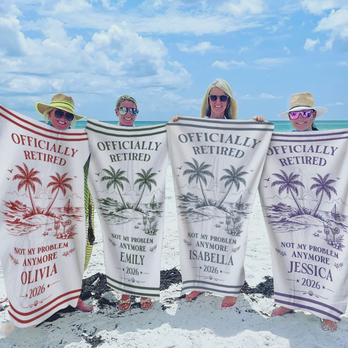 Custom Beach Towel - Personalized Retirement Gifts For Women, Men - Officially Off The Clock