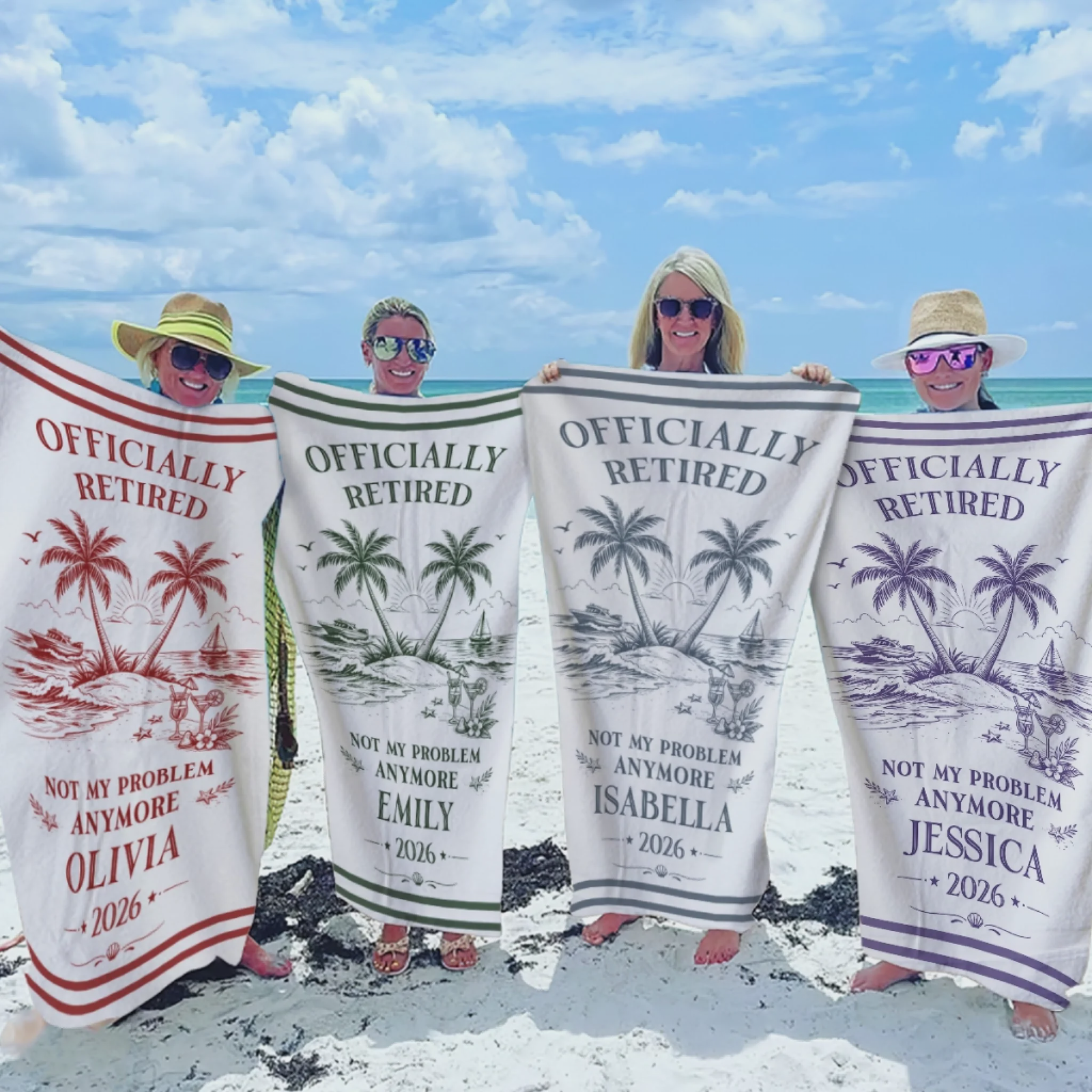 Custom Beach Towel - Personalized Retirement Gifts For Women, Men - Officially Off The Clock